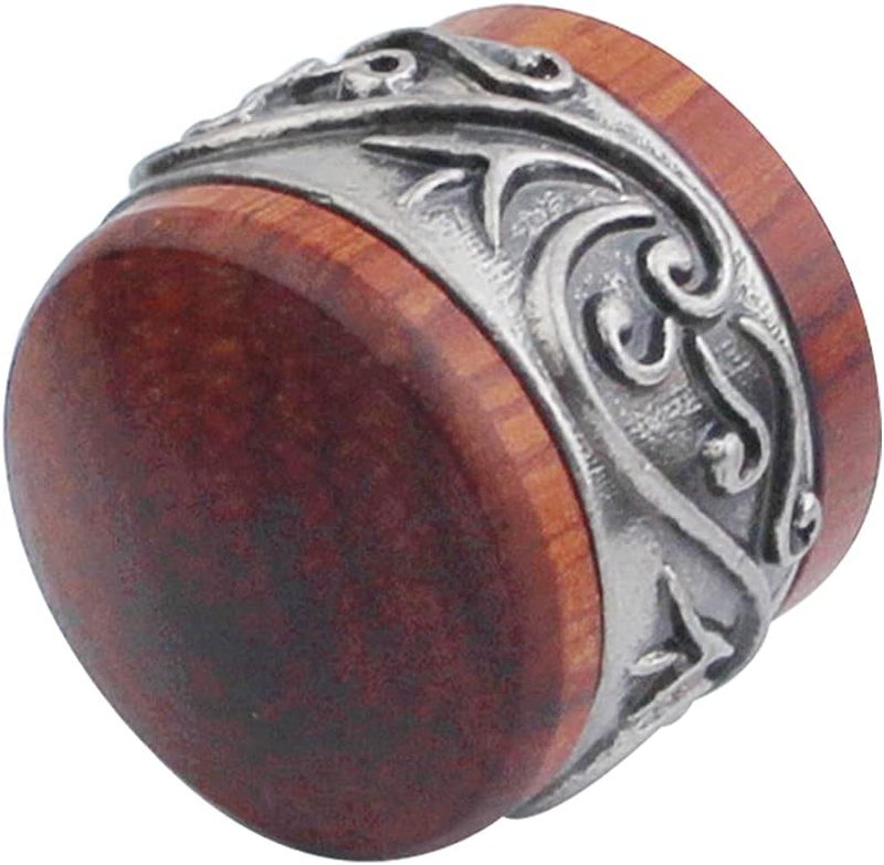 guyker 3Pcs Red Sandalwood Potentiometer Control Knobs Dia. 6mm (0.24") Shaft Pots - Long Grass Flower Around Dome Speed Tone Volume Knob Guitar Bass - Antique Silver - Image 3